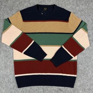 J Crew 100% Cashmere Sweater Men's L Knit Colorblock Crewneck NWT $175 MSRP